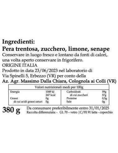 Mostarda di Pere Trentosse 100% Naturale