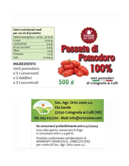 Passata di Pomodoro 100% naturale e 100% pomodoro